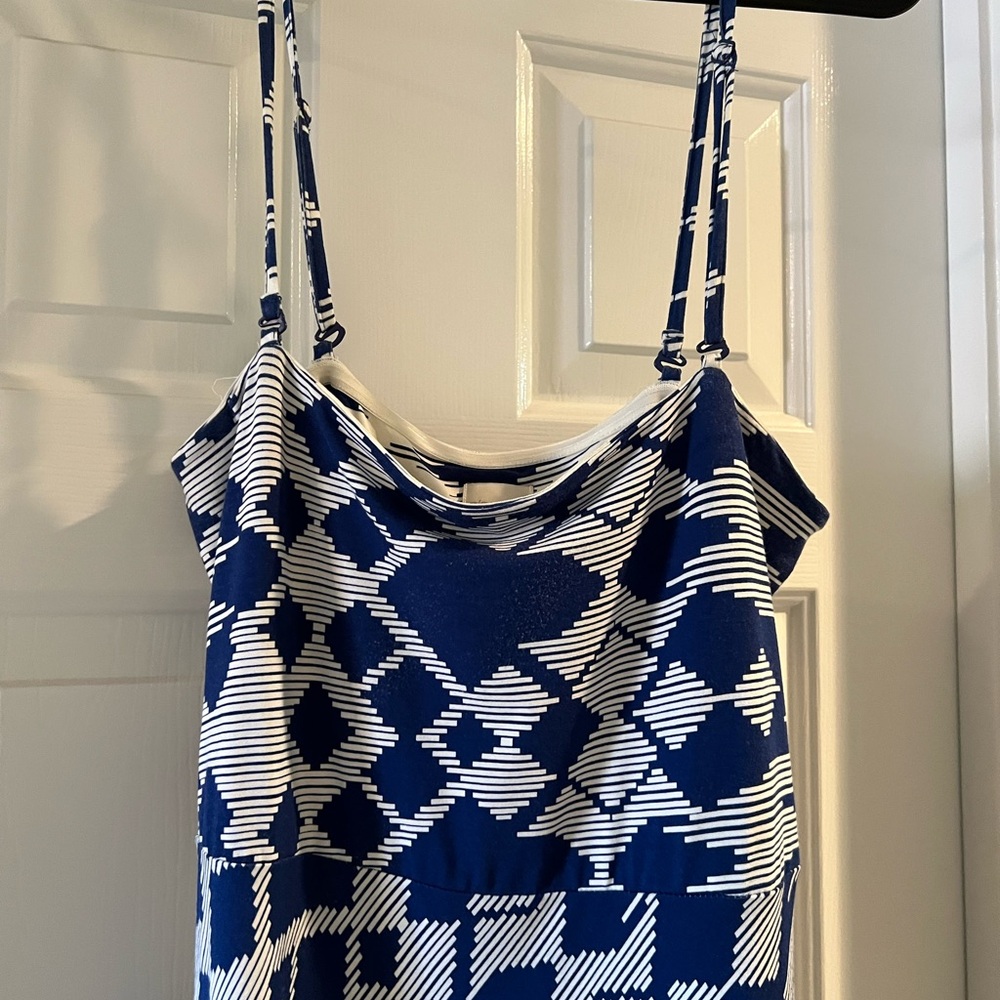 Chico's Navy and White Patterned Maxi Dress